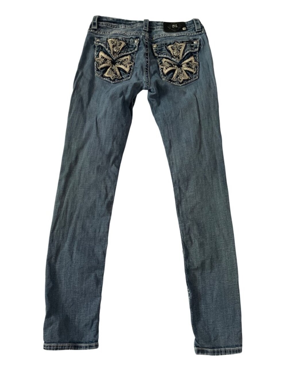 Miss Me Skinny Jeans W28 Signature Rise Distressed Embellished Pockets Womens